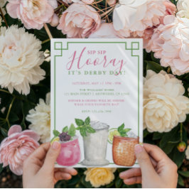 Convites Dia de Derby em Aquarela, Bebidas Mint Julep na Fe