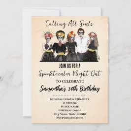 Convites Dia de Fora das Meninas do Halloween do Aniversári