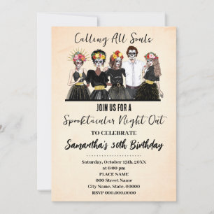 Convites Dia de Fora das Meninas do Halloween do Aniversári
