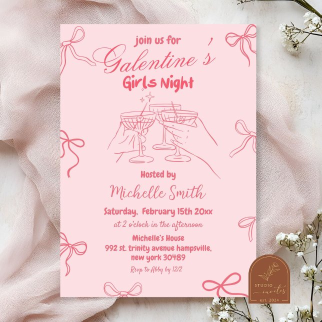 Convites Dia de Galentina Desenhada à Mão (Criador carregado)