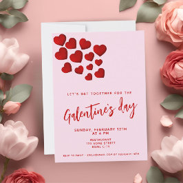 Convites Dia de Galentine Corações Vermelhos Festa de Amiga
