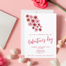 Convites Dia de Galentine Flores Rosa Vermelho Amigos 