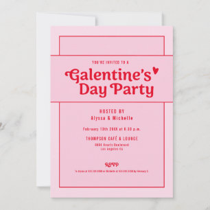 Convites Dia de Galentine Rosa Vermelho Festa Fashion Moder