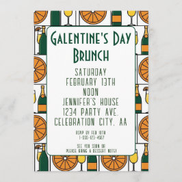Convites Dia de Galentines Brunch Mimosas Retro