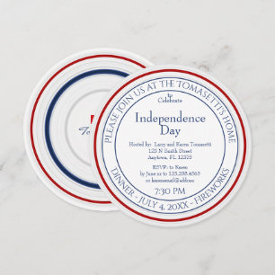 Convites Dia de Independência Minimalista Vermelho, Branco 