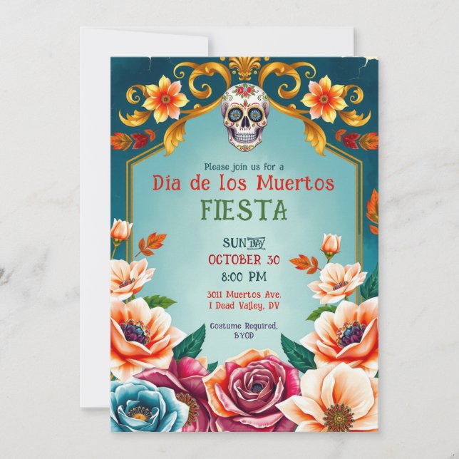 Convites 💀🎉Dia de los Muertos Coração e Alma (Frente)