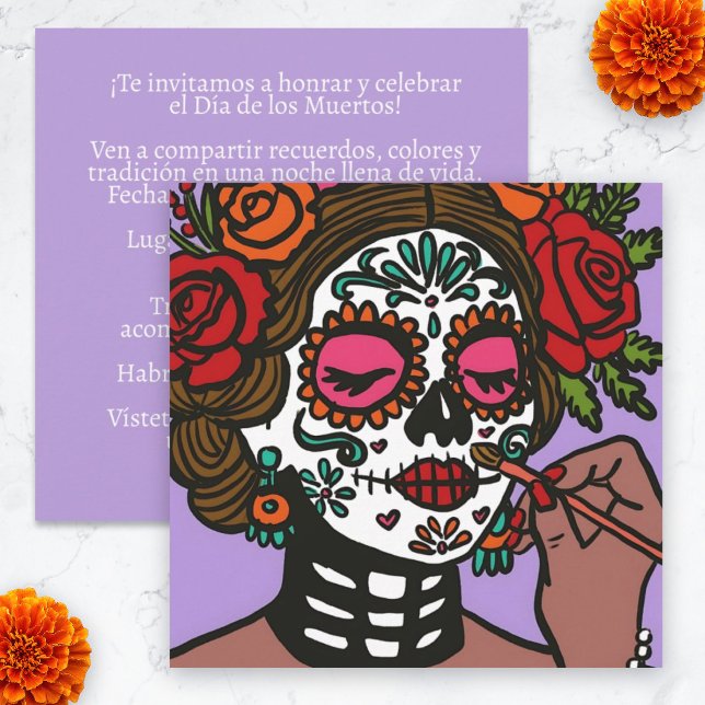 Convites Día de los Muertos Hand Drawn Catrina (Día de los Muertos Hand Drawn Catrina Invitation.)