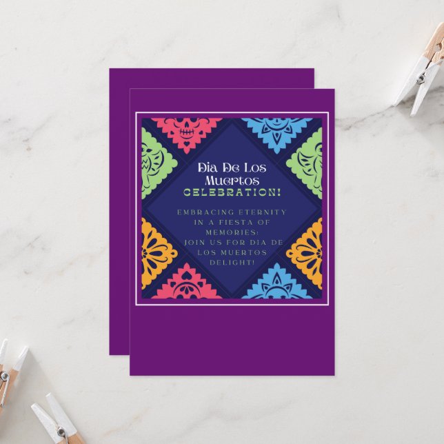 Convites Dia De Los Muertos Invitación (Frente/Verso In Situ)