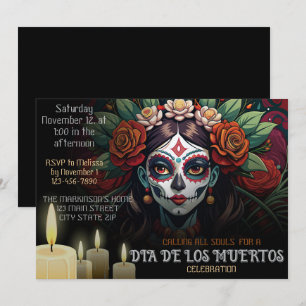 Convites Dia De Los Muertos La Catrina Arte Floral