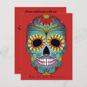 Convites Dia de los Muertos Partido - Crânio Colorido