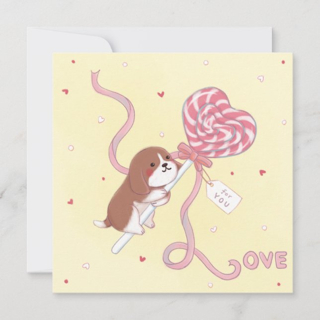 Convites Dia de os namorados: Beagle & Lollipop (Frente)