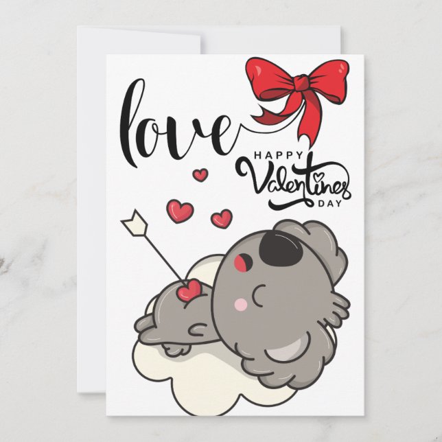 Convites Dia de os namorados Cupid Koala Adorável (Frente)