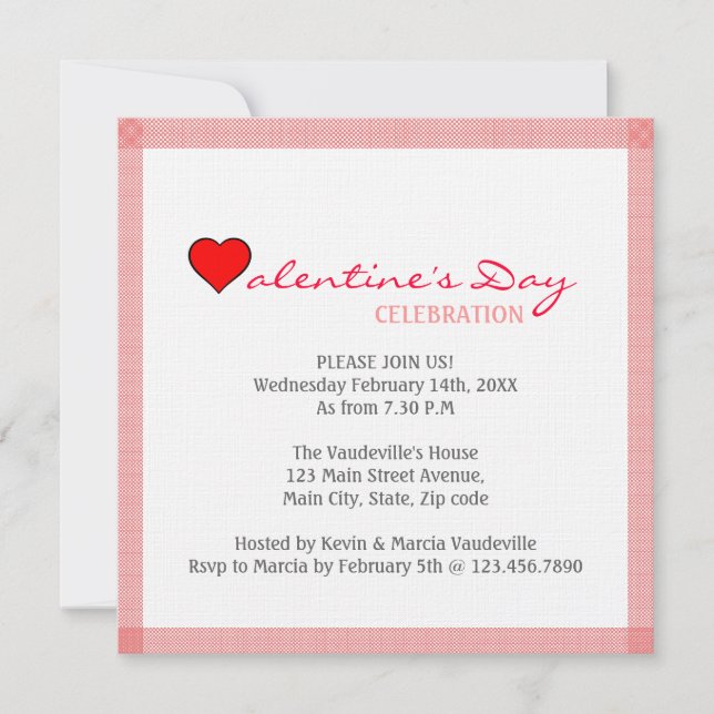 Convites Dia de os namorados do Coração Vermelho (Frente)