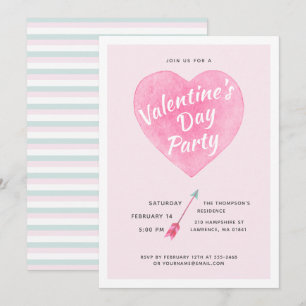 Convites Dia de os namorados Pastel Watercolor Heart Convit