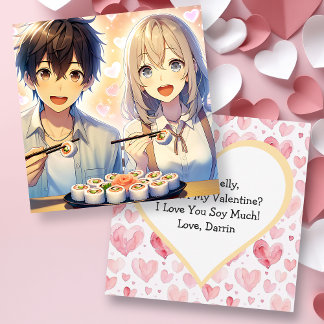 Convites Dia de os namorados Pun Sushi Anime Bonito