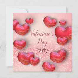 Convites Dia de os namorados Red Hearts Glitter Party