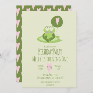 Convites Dia de os namorados Sapo Birthday Balão Verde