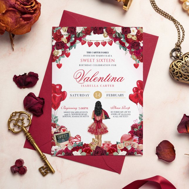 Convites Dia de os namorados Sweet 16 Festa de aniversário (Criador carregado)