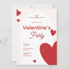 Convites Dia de os namorados Vermelho e Rosa Moderno Convit