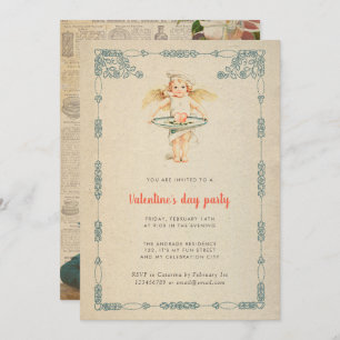 Convites Dia de os namorados Vintage Cupid Rosas Antiquados