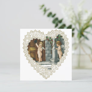 Convites Dia de os namorados Vitoriano, Anjos de Vintagem c