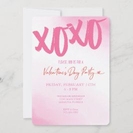Convites Dia de os namorados XOXO Pink Watercolor Party