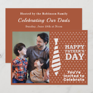 Convites Dia de os pais White Tie Light Brown Dots Festa de