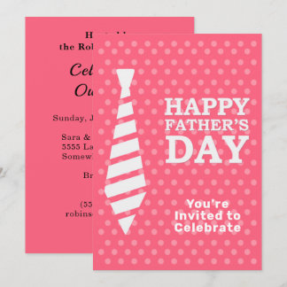 Convites Dia de os pais White Tie Pink Pontos Jantados Part