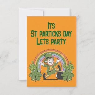 Convites Dia de Patrick com Rainbow & Leprechaun
