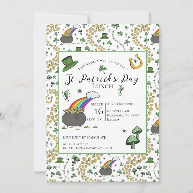 Convites Dia de São Patrício do almoço Dourado (Frente)