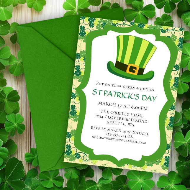 Convites Dia de São Patrício irlandês (St Patrick's Day Irish Party Invitation)