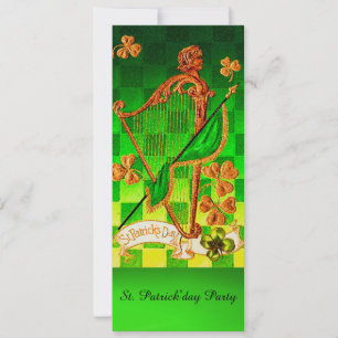 CONVITES DIA DE SÃO PATRÍCIO IRLANDÊS HARP, VERDE DOURADO S