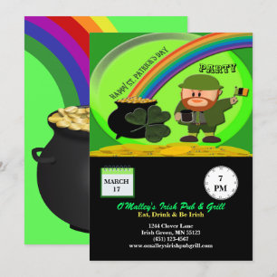 Convites Dia de São Patrício Leprechaun, Pote do Dourado 