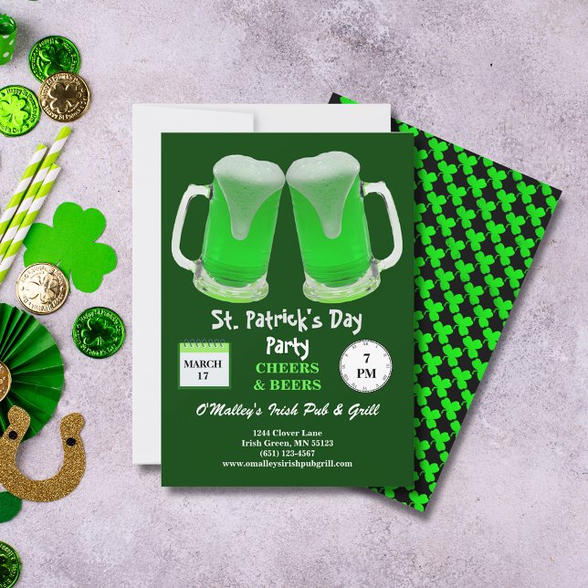 Convites Dia de São Patrício Party Green Frosty Chees (St Patrick's Day Party Green Frosty Cheers Invitation)