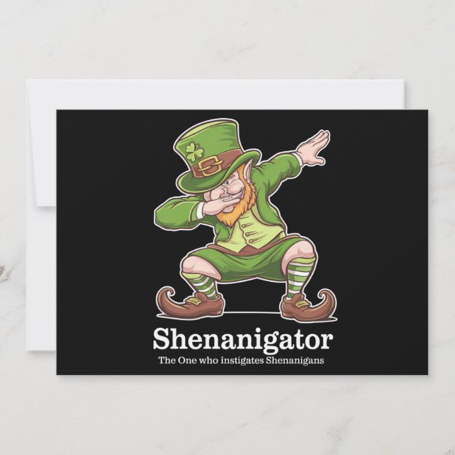 Convites Dia de São Patrício Shenanigator Dabbing Leprechau (Frente)