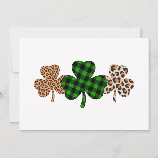 Convites Dia de São Patrício Sorte Lucky Verde Xadrez Shamr (Frente)