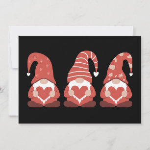 Convites Dia de São Valentim Três Gnomos Fofos Segurando Co
