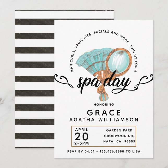 Convites Dia de Spa Clássico (Frente/Verso)