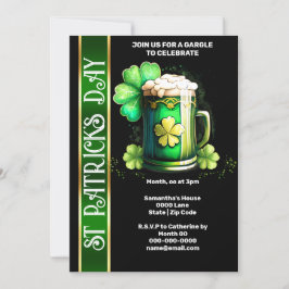 Convites Dia do Paddy em preto verde para o trevo de cervej