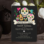 Convites Dia dos Mortos Chamando todas as Almas Doce Dezess<br><div class="desc">Dia do Velho Doce 16 Convite com crânios florais de açúcar, arte folclórica mexicana, velas e um osso, escrito com Calling All Souls. Doce Sessenta e o nome da aniversariante está escrito em ossos e tipografia peculiar e a modelo está pronta para você personalizar com seus detalhes. A parte de...</div>