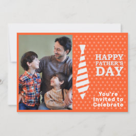 Convites Dia dos Pais Gravata Branca com Pontos Laranja Adi