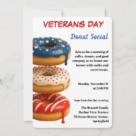 Convites Dia dos Veteranos | Celebração Social de Donuts