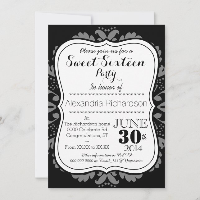 Convites Dia feminino do doce bonito inoperante dezesseis (Frente)