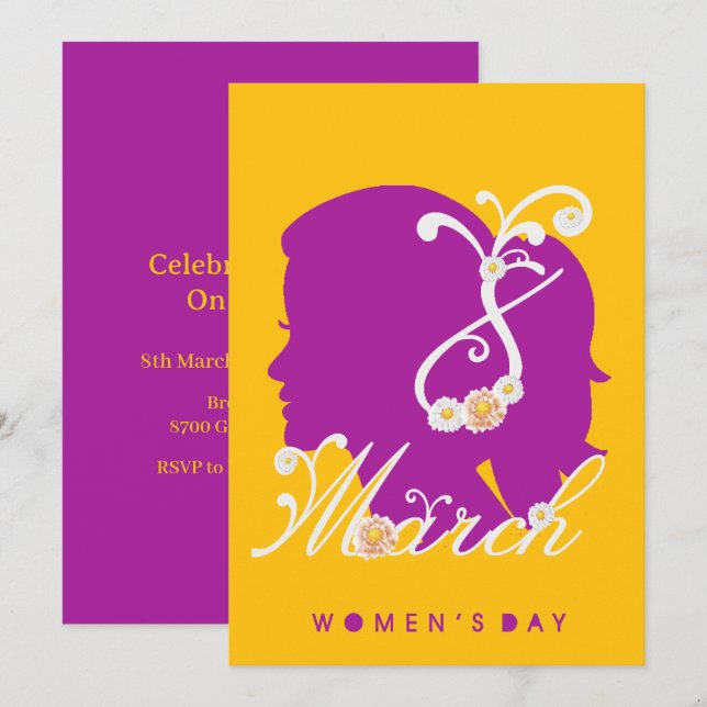 Convites Dia Internacional da Mulher, 8 de março de 2025 (Frente/Verso)