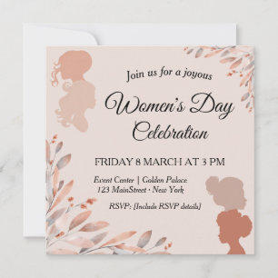Convites Dia Internacional da Mulher Folhagem Aquarela
