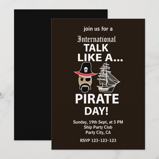 Convites Dia Internacional de Falar como um Pirata (Frente/Verso)