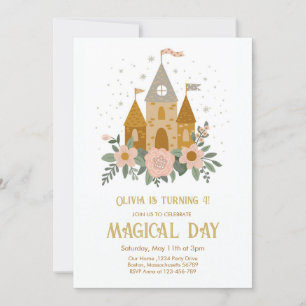 Convites Dia Mágico Princesa Castelo Aniversário Fofo