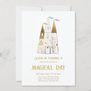 Convites Dia Mágico Princesa Castelo Menina Aniversário