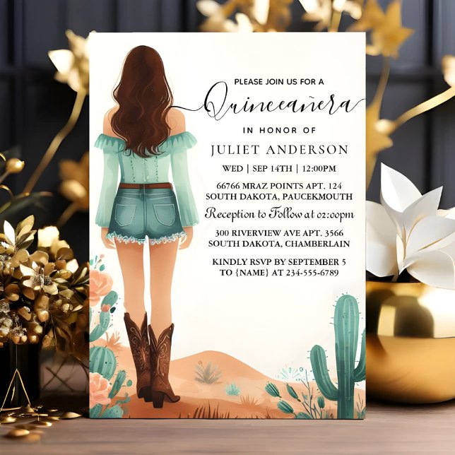 Convites Dia Natureza Barn Wood Boho Fazenda Ocidental Quin (Criador carregado)