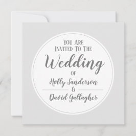 Convites Dia Simples de Cinza Prateada e Casamento Branco